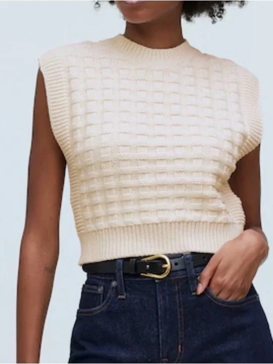 Checkered-Stitch Wedge Sweater Vest Madewell - Picture 3 of 6